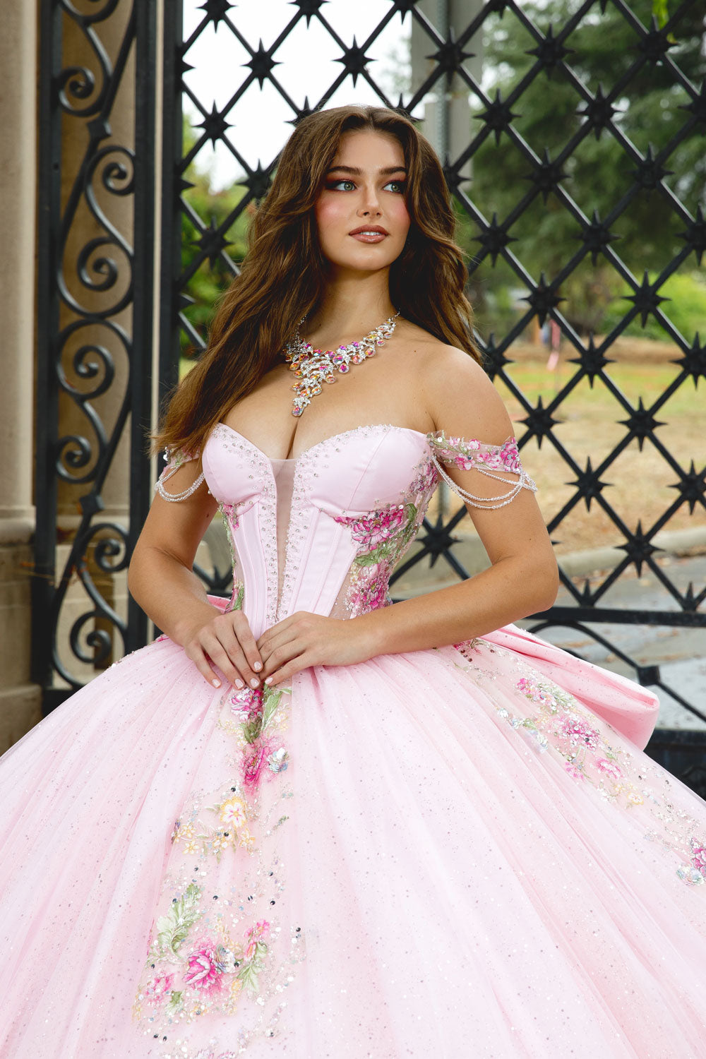 Off Shoulder Ruffled Ball Gown by Petite Adele PQ1095