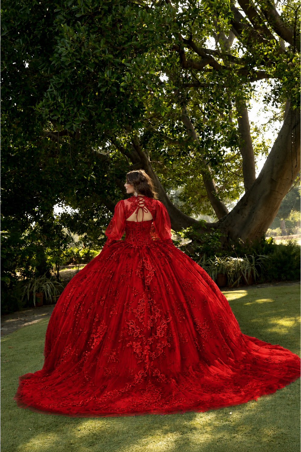 Strapless Puff Sleeve Ball Gown by Petite Adele PQ1097