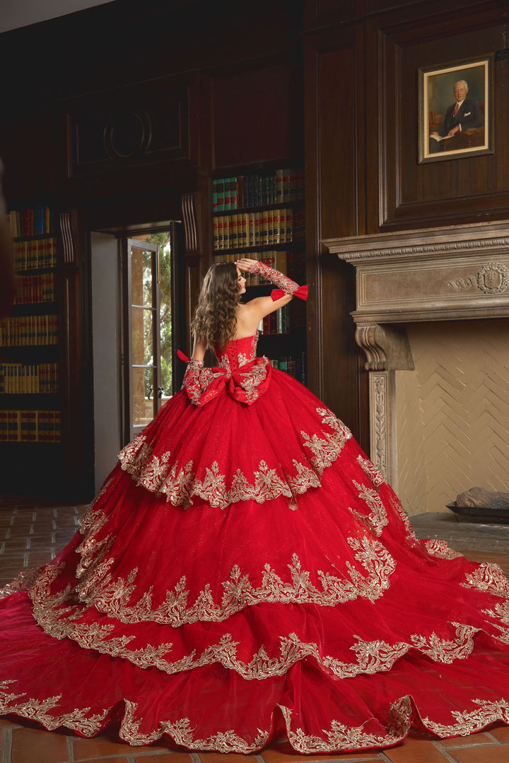 Strapless Tiered Ball Gown by Petite Adele PQ1099