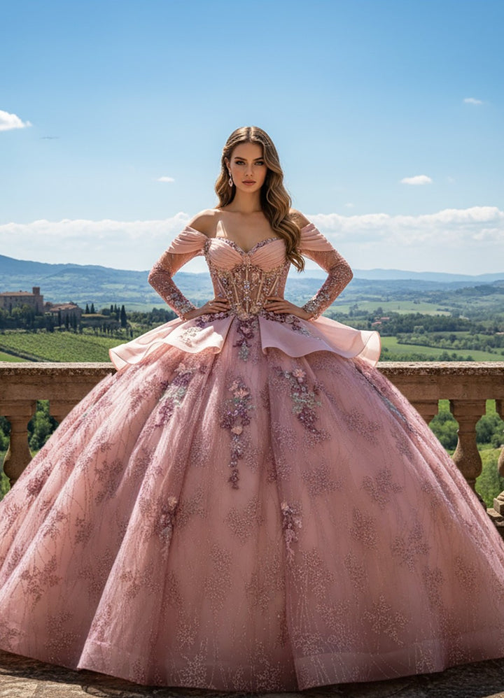 Long Sleeve Ball Gown by Bella Princess PQ1105
