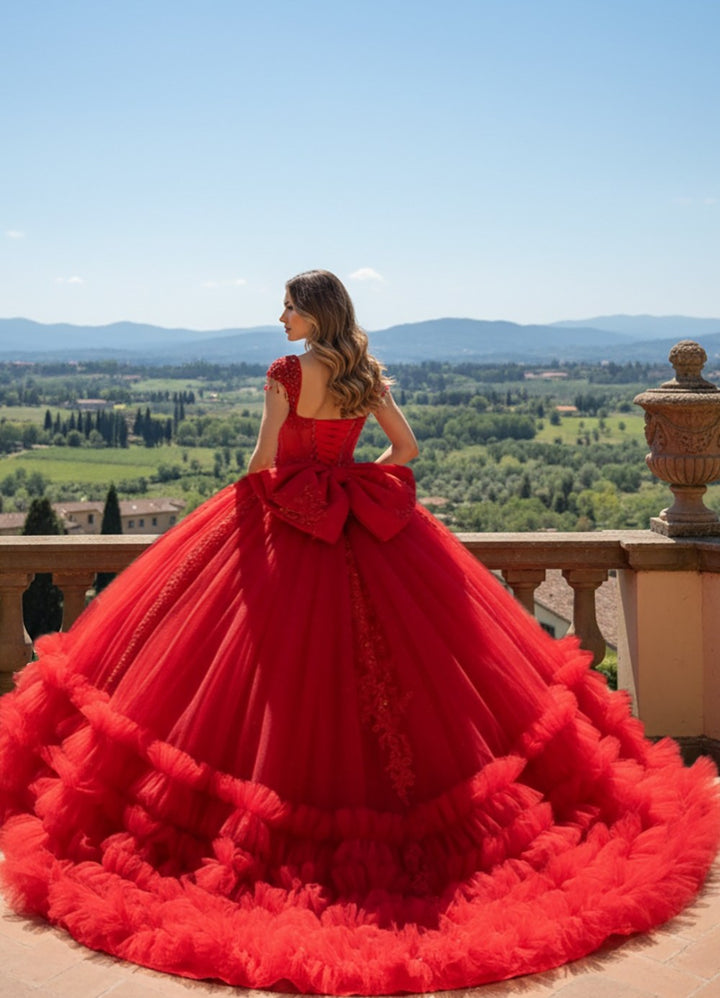 Off Shoulder Ruffled Ball Gown by Bella Princess PQ1107