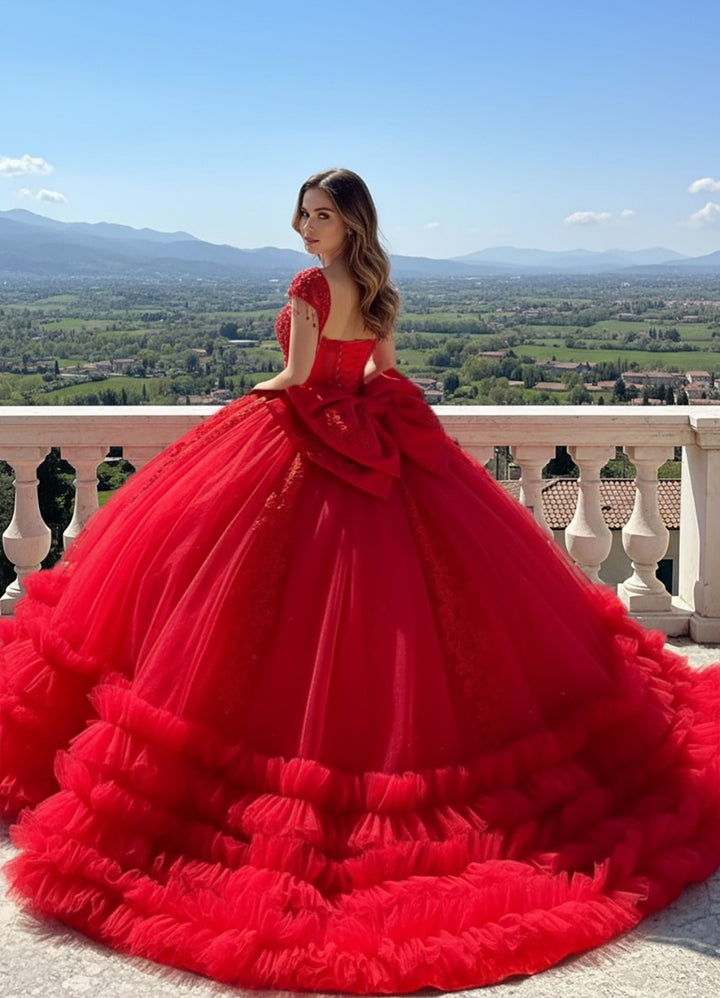 Off Shoulder Ruffled Ball Gown by Bella Princess PQ1107