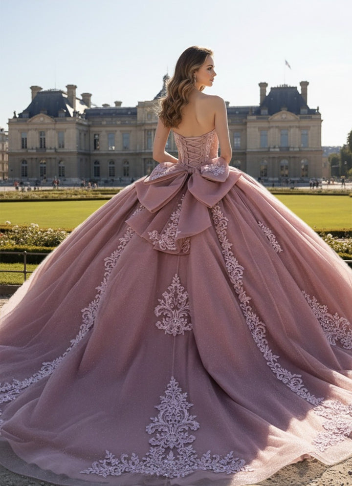 Off Shoulder Fringe Ball Gown by Bella Princess PQ1109