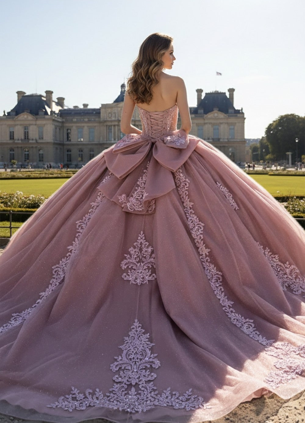 Off Shoulder Fringe Ball Gown by Bella Princess PQ1109