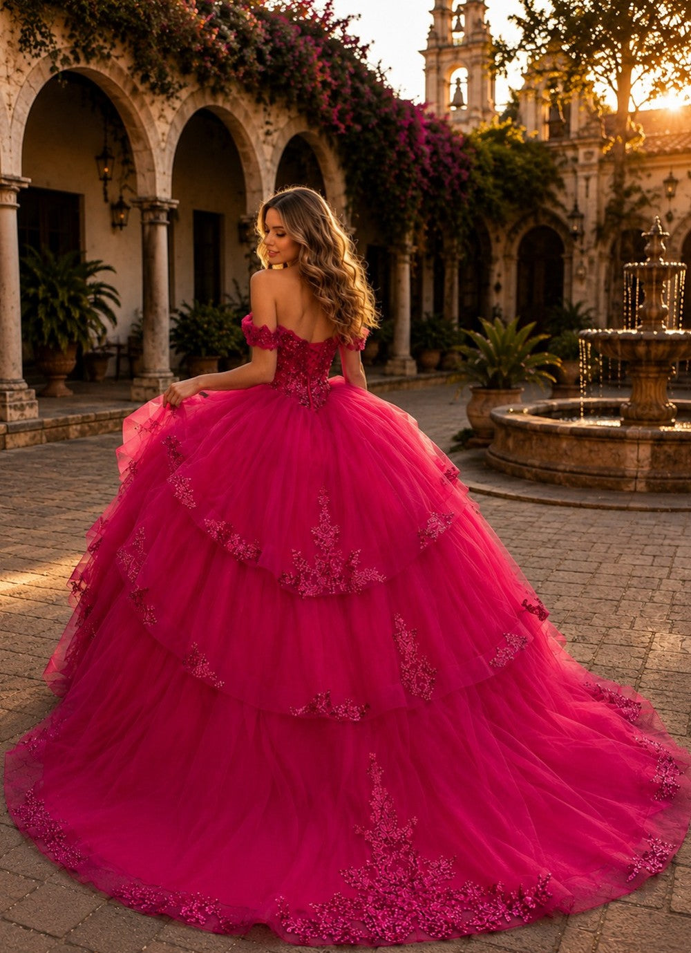 Off Shoulder Layered Ball Gown by Bella Princess PQ1116