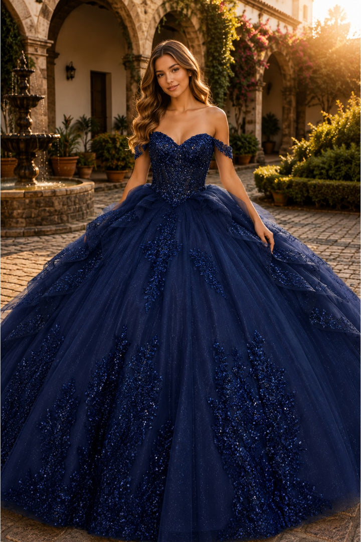 Off Shoulder Layered Ball Gown by Bella Princess PQ1116