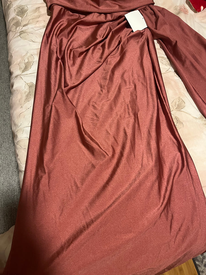Long Fitted One Shoulder Satin Dress by Ladivine PT004