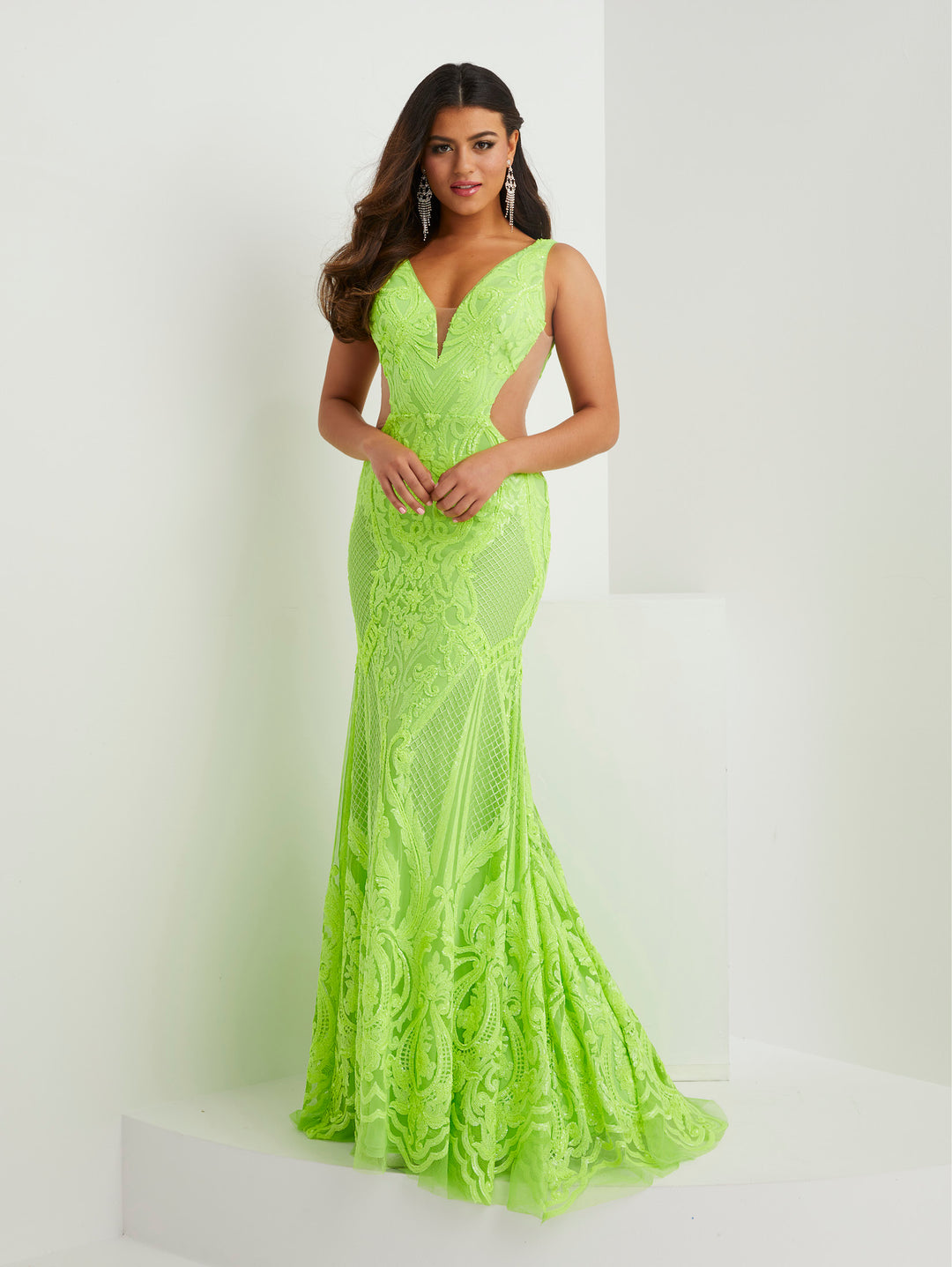 Fitted Sequin Side Cutout Gown by Panoply 14142