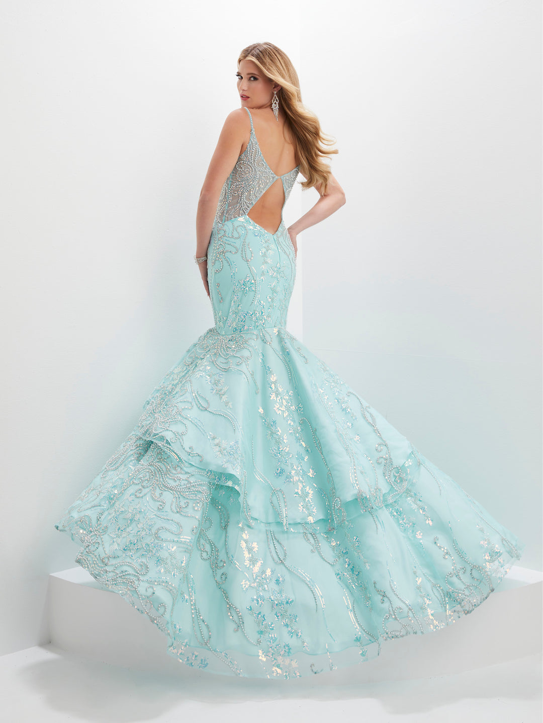 Sequin Print Tiered Mermaid Dress by Panoply 14150