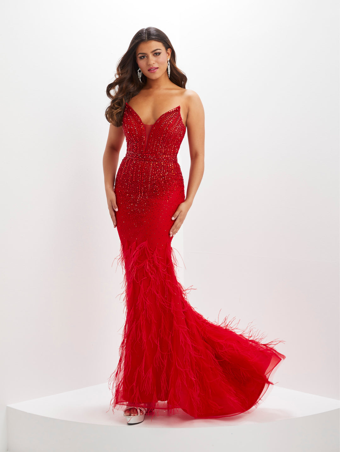 Feather Tulle Sleeveless Mermaid Dress by Panoply 14152