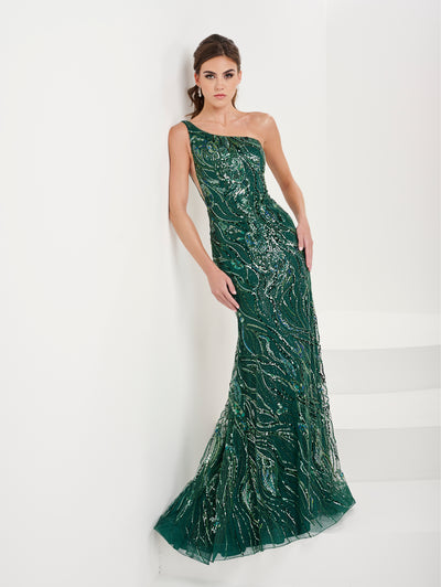 Fitted Embellished One Shoulder Gown by Panoply 14188