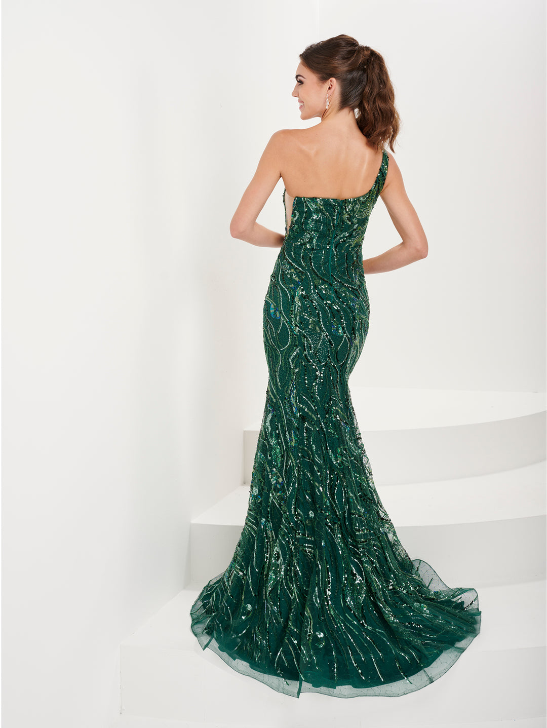 Fitted Embellished One Shoulder Gown by Panoply 14188