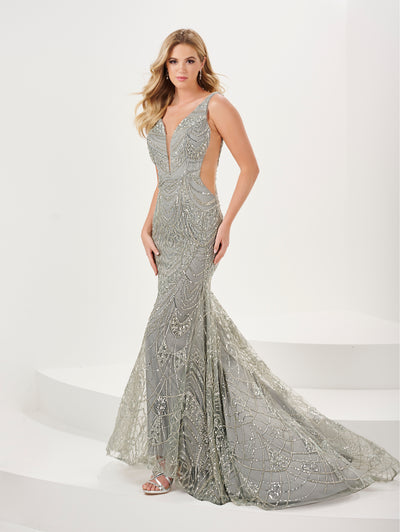 Sequin Applique Sleeveless Trumpet Dress by Panoply 14192
