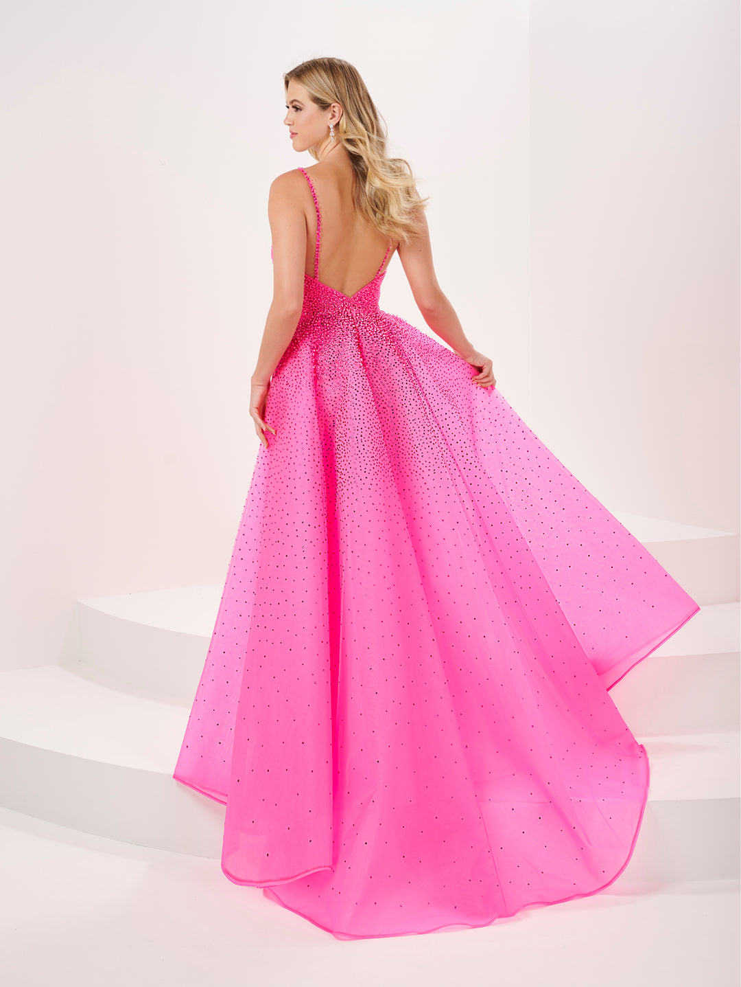Beaded Organza Sleeveless Overskirt Gown by Panoply 14201