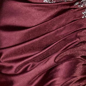 Applique Fitted Satin Corset Slit Gown by Ladivine CD868