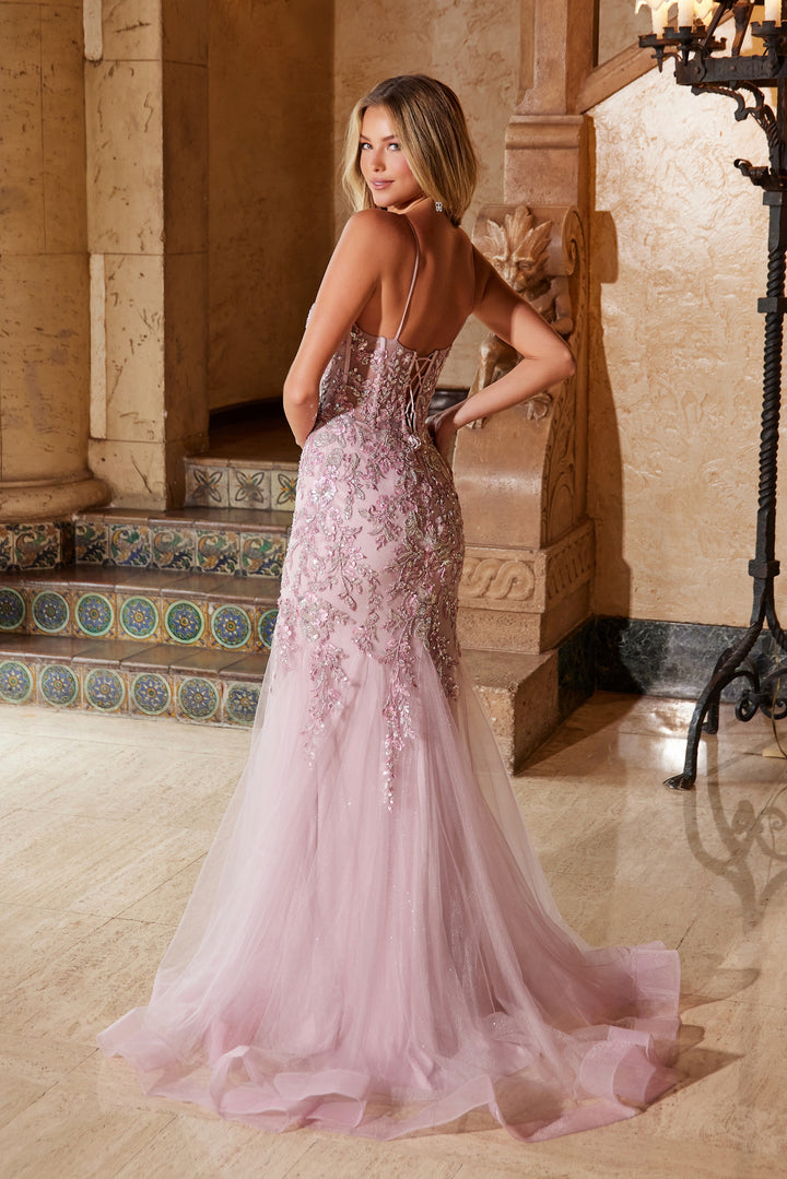 Sequin Applique Mermaid Gown by Nox Anabel Q1541 - Outlet