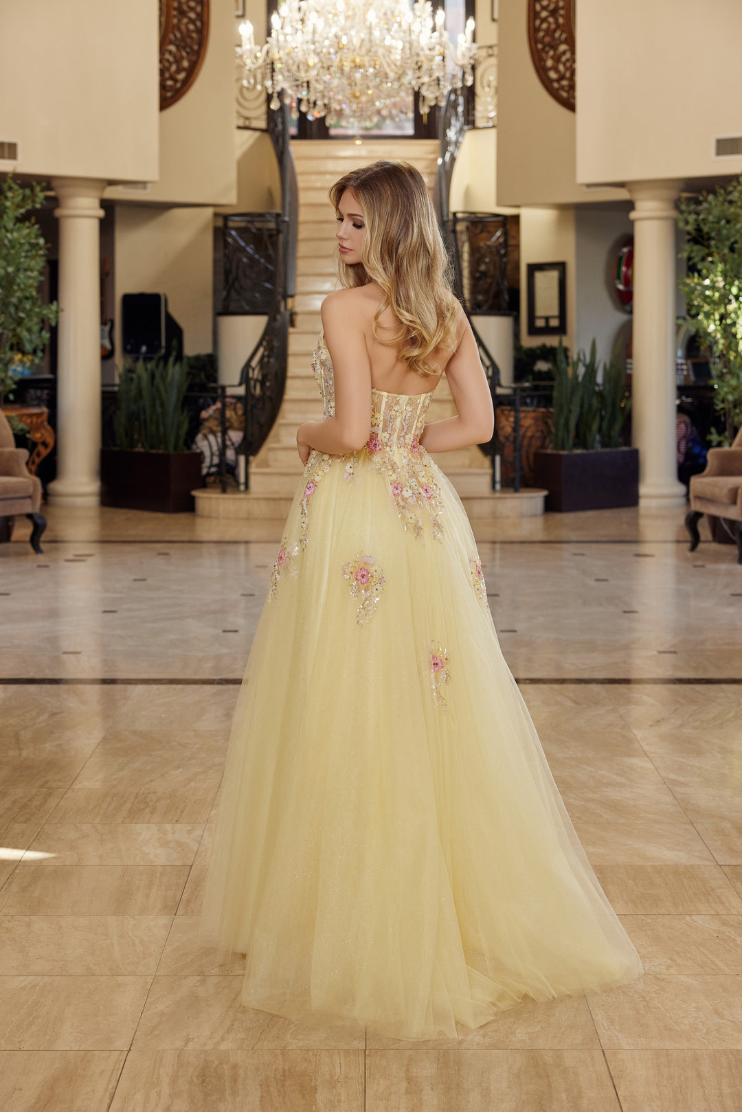 Applique Strapless A-line Slit Gown by Nox Anabel Q1773