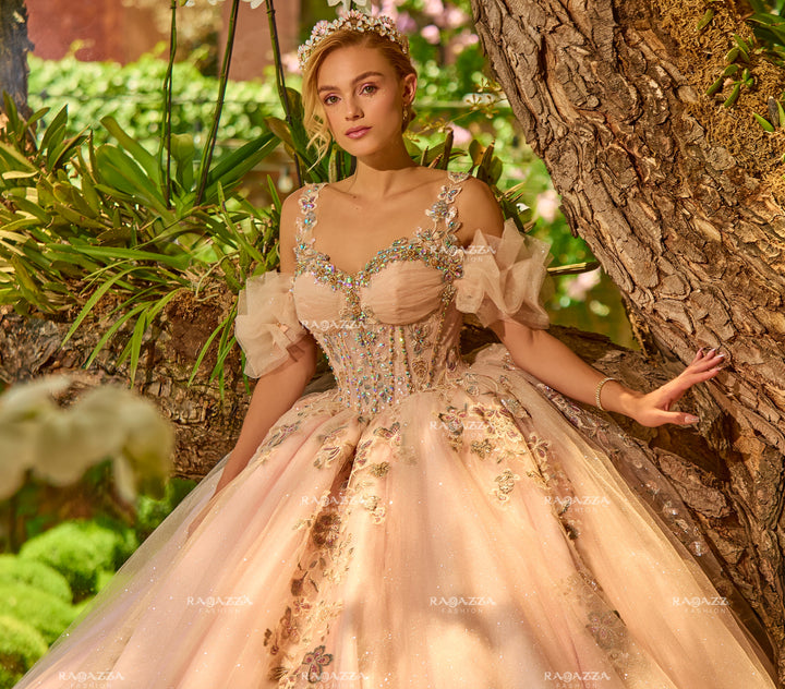 Cold Shoulder Quinceanera Dress by Ragazza R01-001