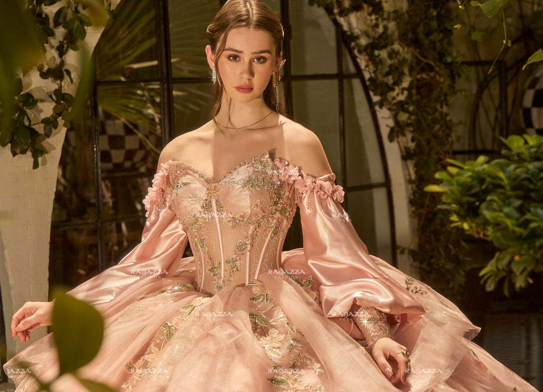 Long Sleeve Tiered Quinceanera Dress by Ragazza R02-002