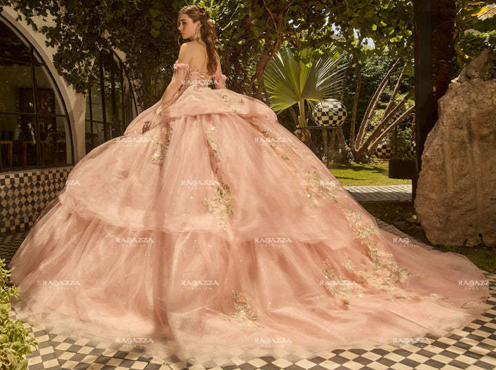 Long Sleeve Tiered Quinceanera Dress by Ragazza R02-002