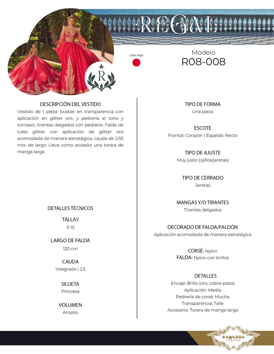 Long Sleeve Quinceanera Dress by Ragazza R08-008