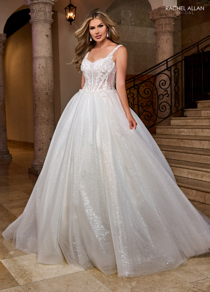Applique Sleeveless Bridal Gown by Rachel Allan RB6165