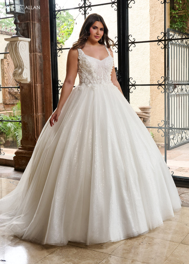 Applique Sleeveless Bridal Gown by Rachel Allan RB6165