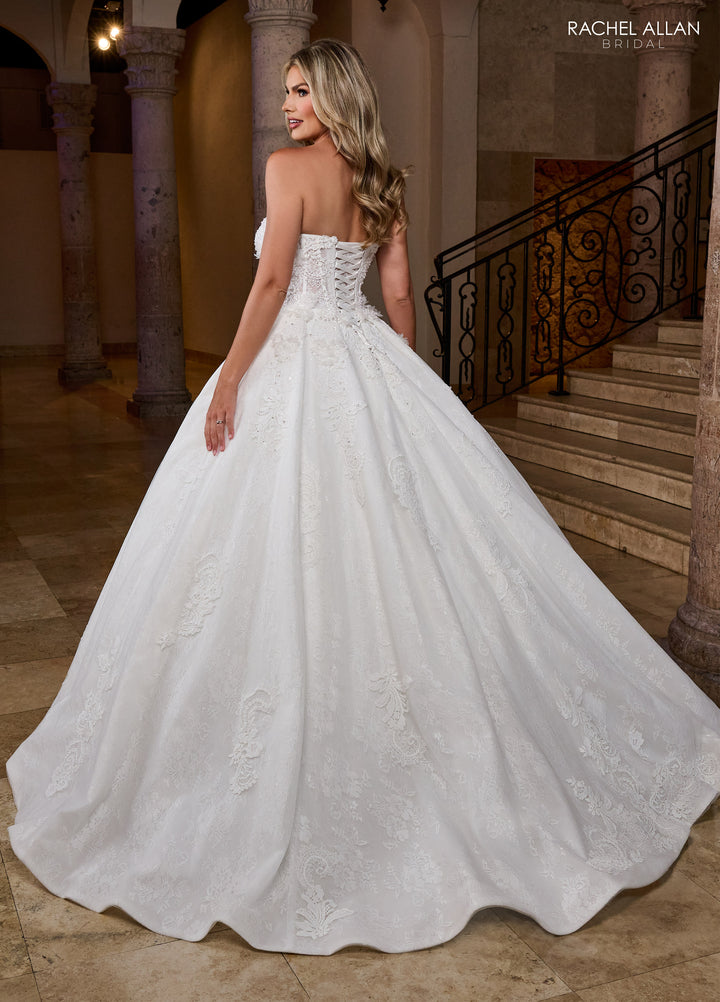 Applique Strapless Bridal Gown by Rachel Allan RB6168