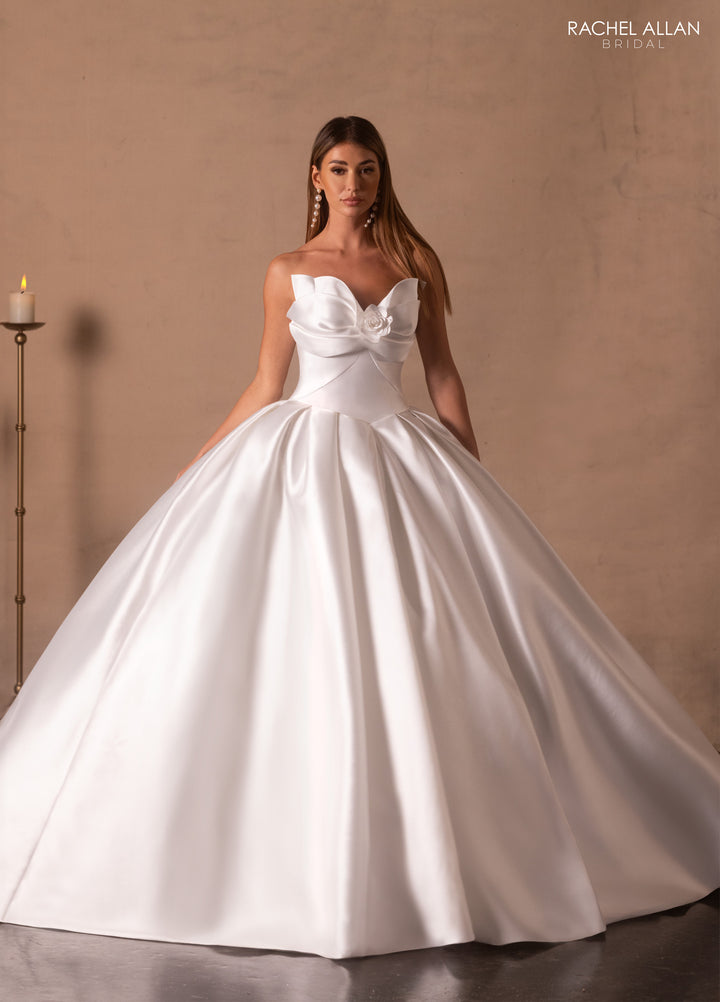 Mikado Strapless Bridal Ball Gown by Rachel Allan RB6175