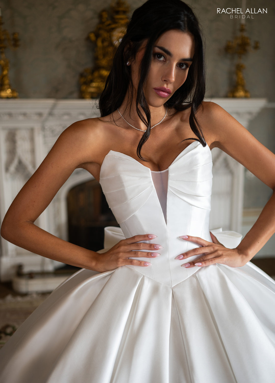 Satin Strapless Bridal Ball Gown by Rachel Allan RB6190