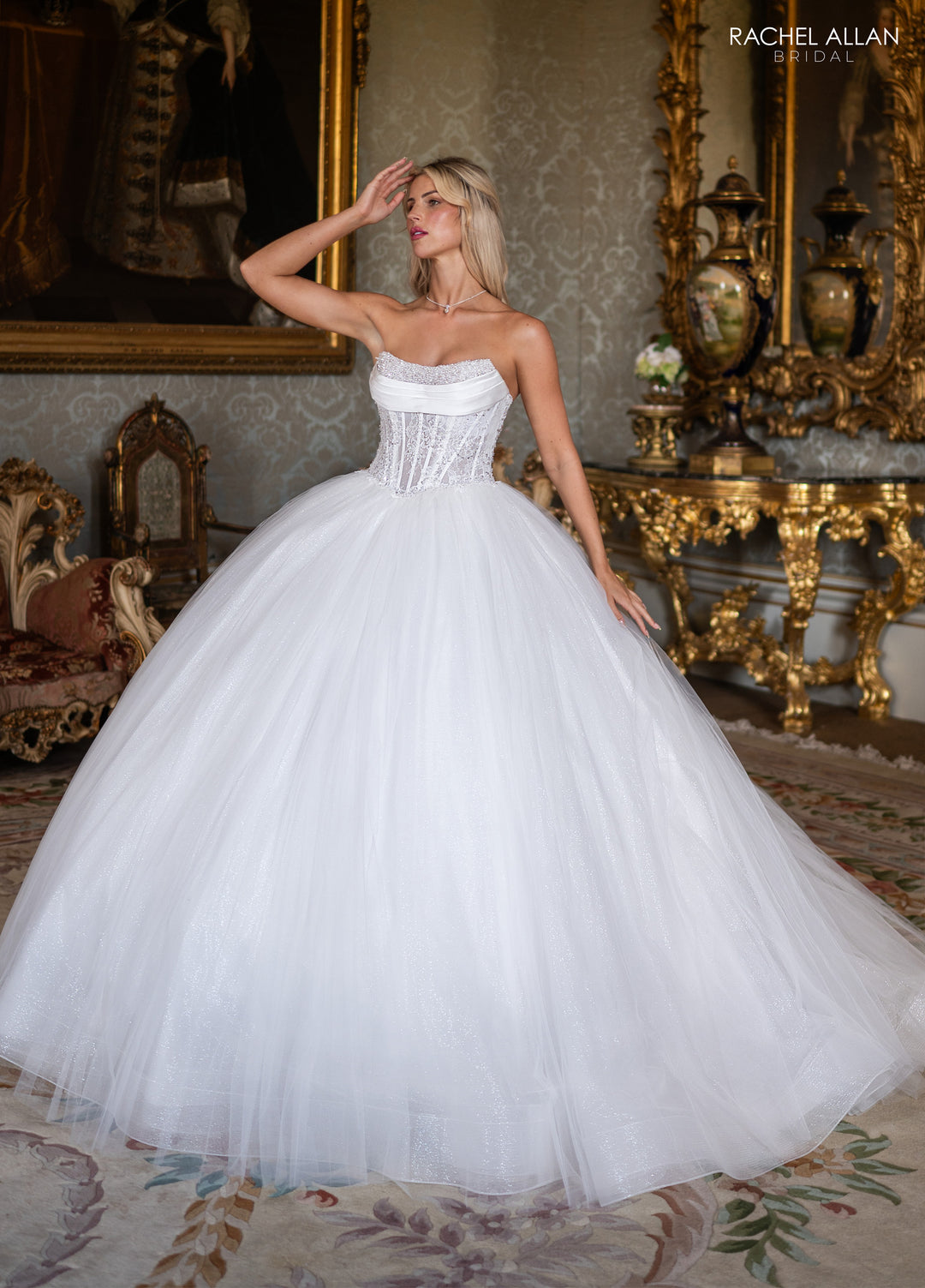 Strapless Shawl Bridal Ball Gown by Rachel Allan RB6191