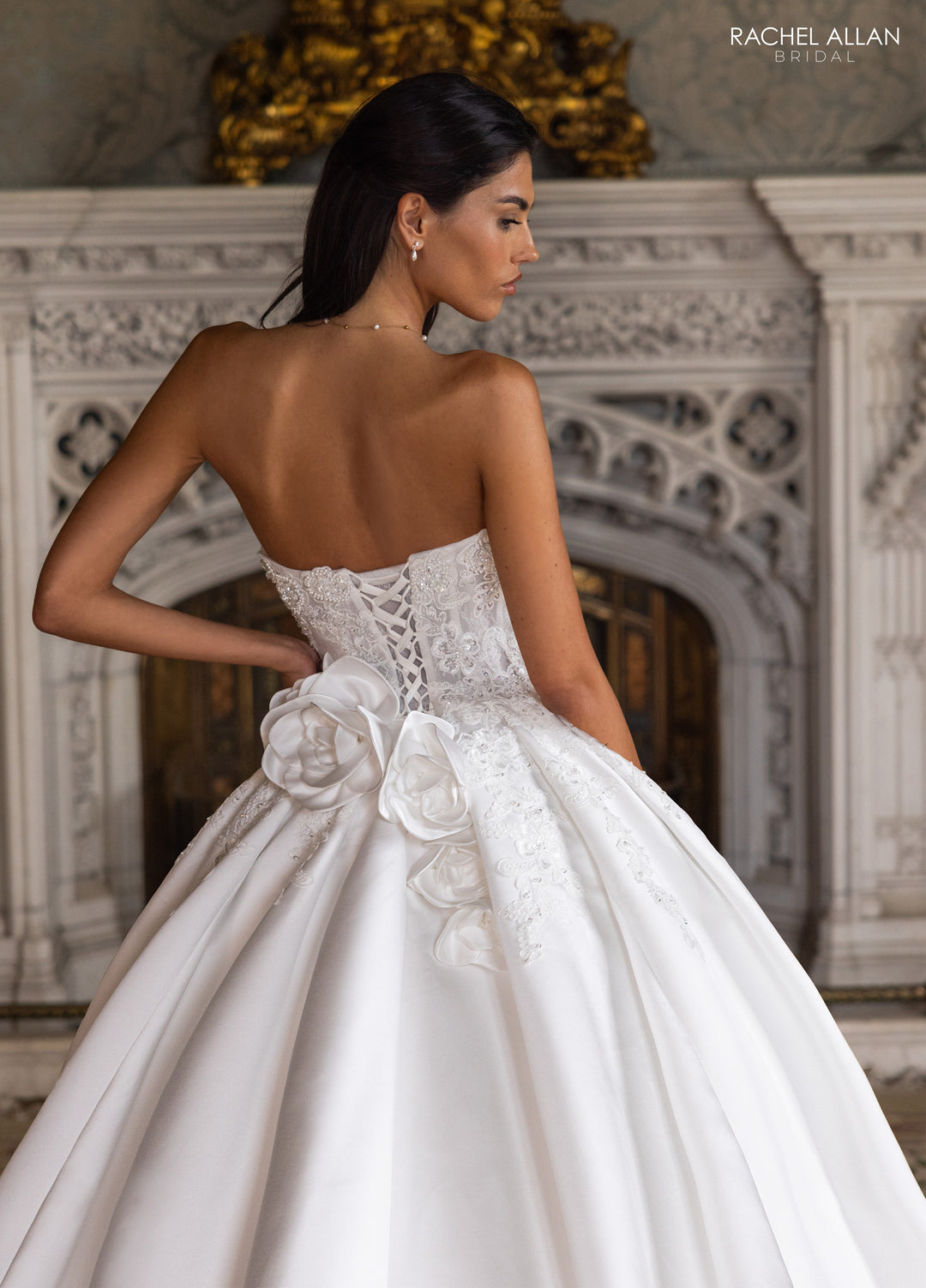 Lace Strapless Bridal Ball Gown by Rachel Allan RB6195