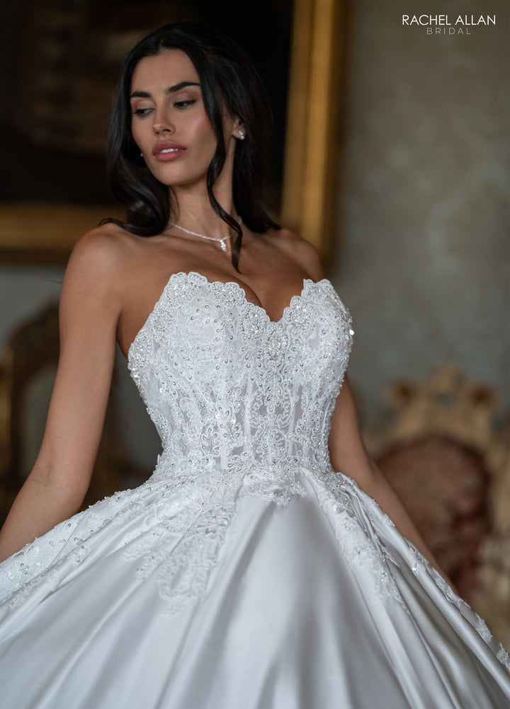 Lace Strapless Bridal Ball Gown by Rachel Allan RB6195