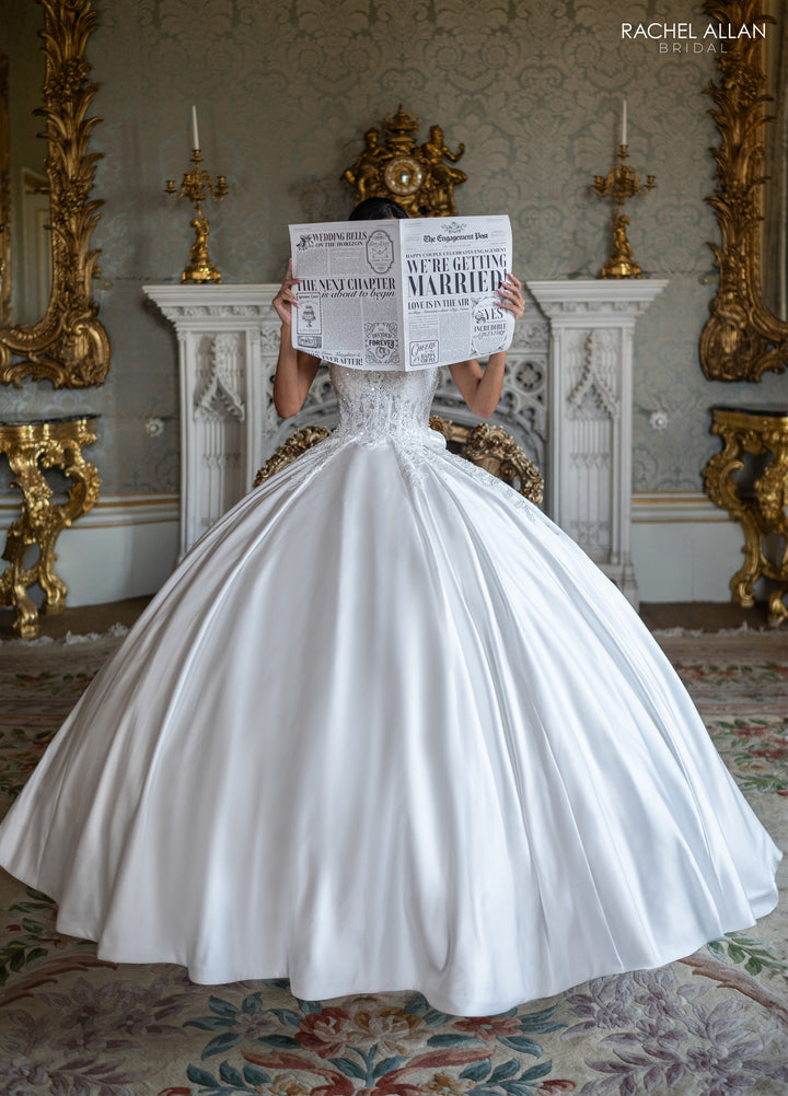 Lace Strapless Bridal Ball Gown by Rachel Allan RB6195