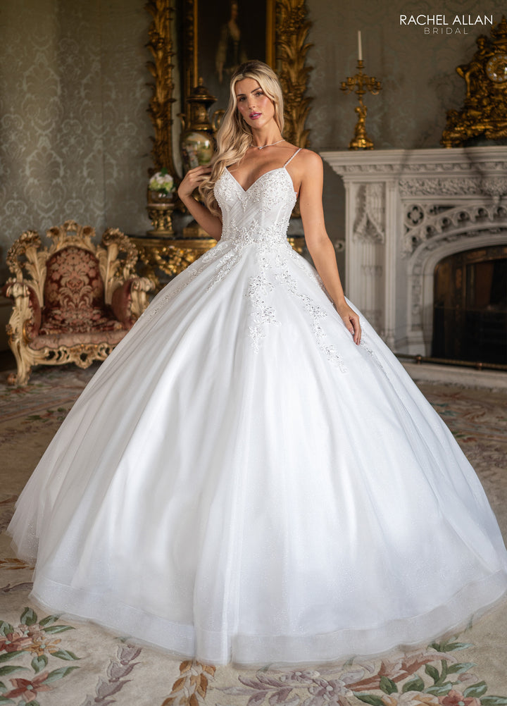Applique V-Neck Bridal Ball Gown by Rachel Allan RB6196