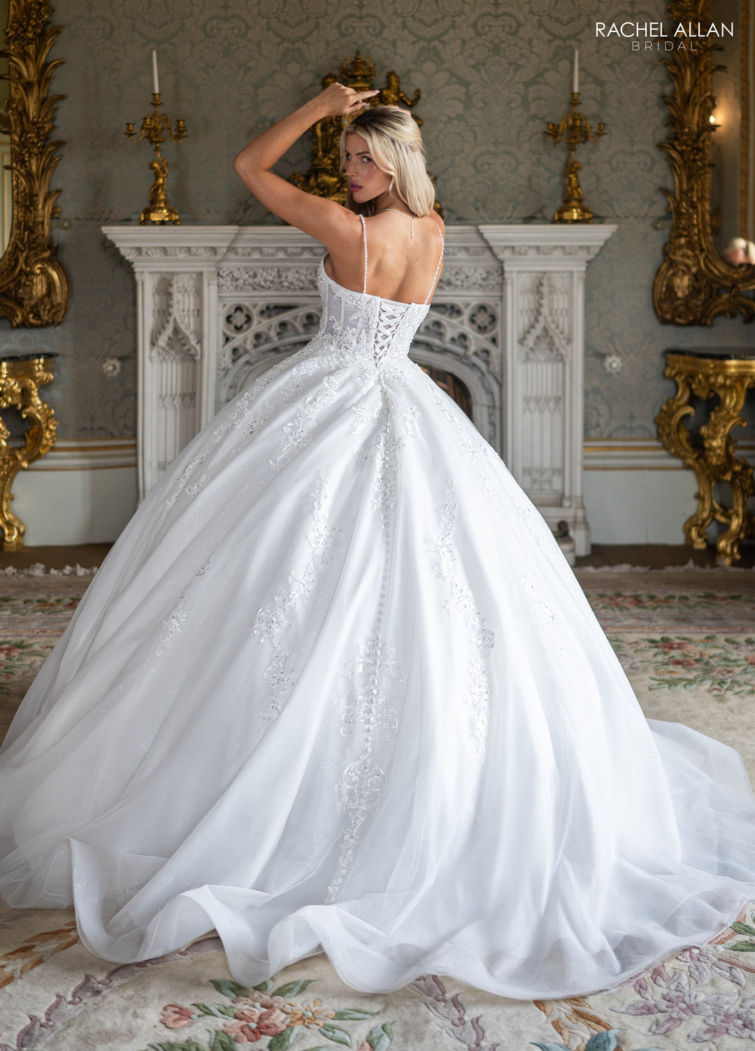 Applique V-Neck Bridal Ball Gown by Rachel Allan RB6196