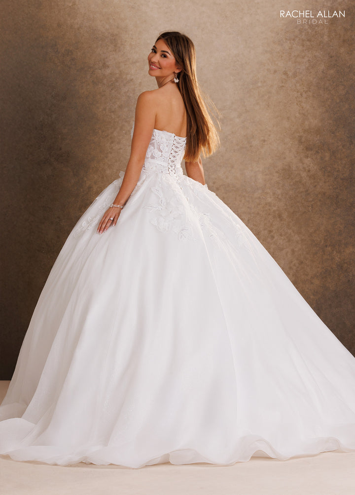 3D Floral Strapless Bridal Ball Gown by Rachel Allan RB6205