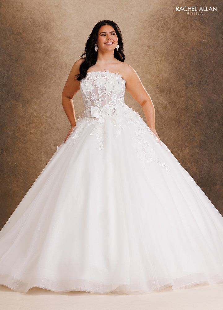 3D Floral Strapless Bridal Ball Gown by Rachel Allan RB6205