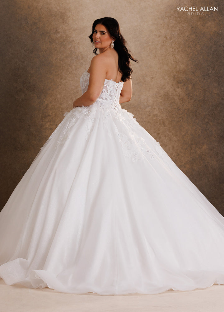 3D Floral Strapless Bridal Ball Gown by Rachel Allan RB6205