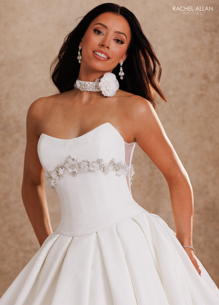 Satin Strapless Bridal Ball Gown by Rachel Allan RB6208