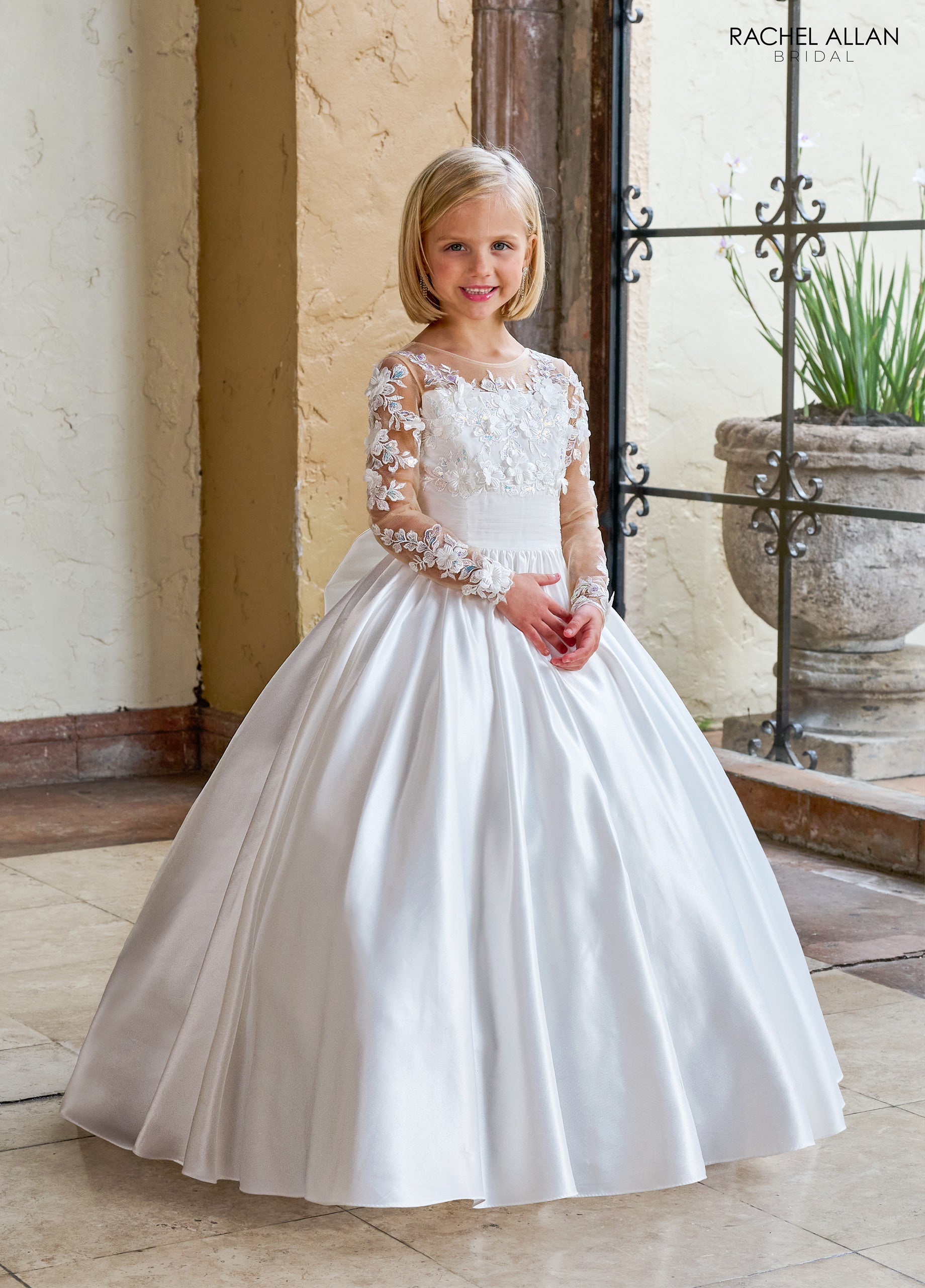 Girls First Communion Dresses Communion Dresses White Dresses Tagged Dresses with Train ABC Fashion