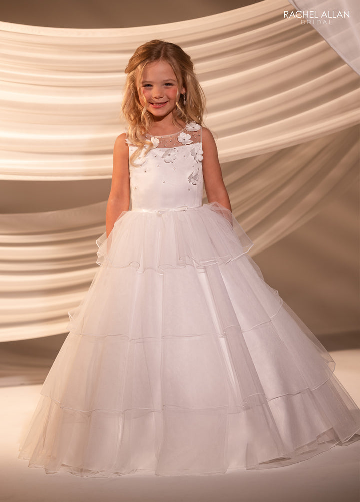 Girls Sleeveless Tiered Gown by Rachel Allan RB9180