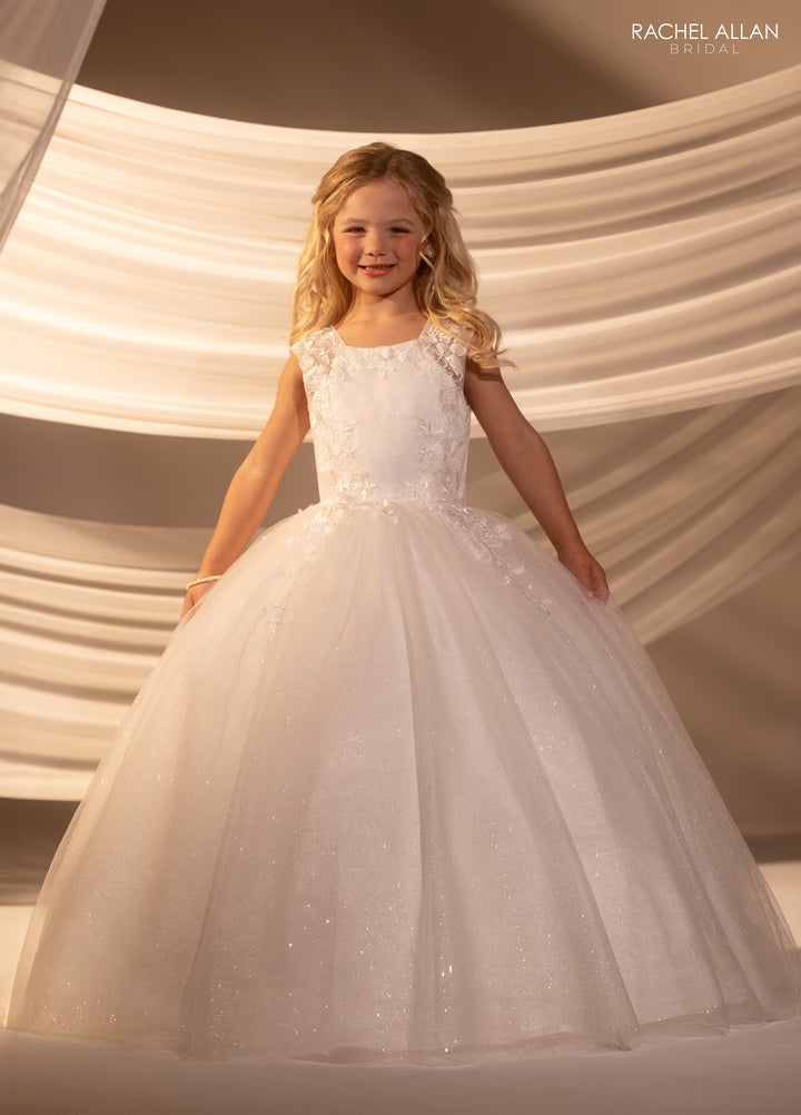 Girls Applique Sleeveless Gown by Rachel Allan RB9184