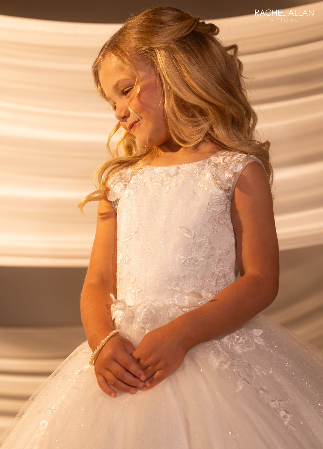 Girls Applique Sleeveless Gown by Rachel Allan RB9184