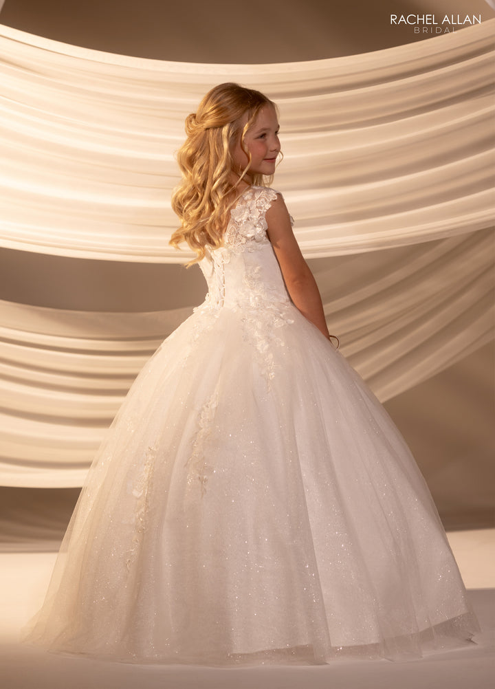 Girls Applique Sleeveless Gown by Rachel Allan RB9184