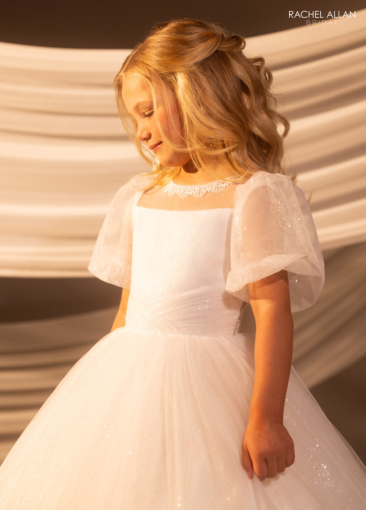 Girls Tulle Puff Sleeve Gown by Rachel Allan RB9188