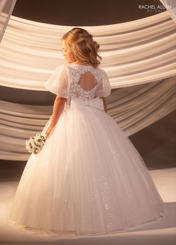 Girls Tulle Puff Sleeve Gown by Rachel Allan RB9188