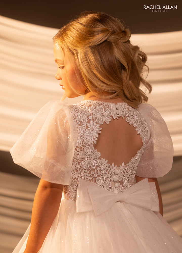 Girls Tulle Puff Sleeve Gown by Rachel Allan RB9188