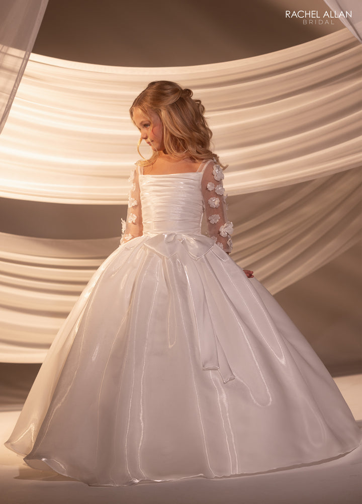 Girls Satin 3/4 Sleeve Gown by Rachel Allan RB9189