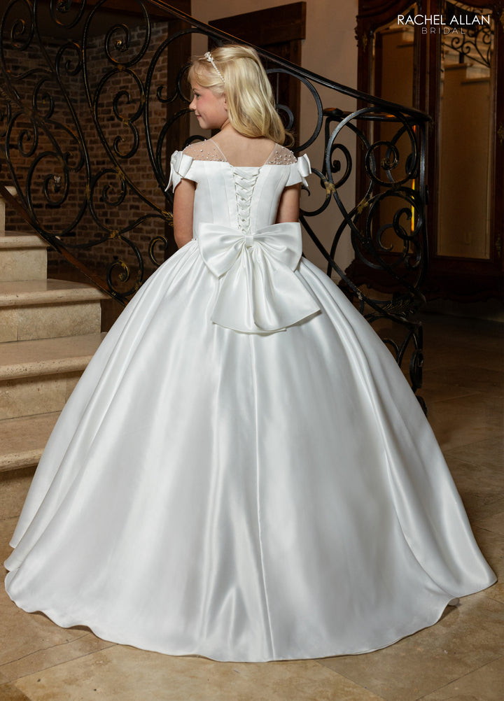 Girls Satin Short Sleeve Gown by Rachel Allan RB9191